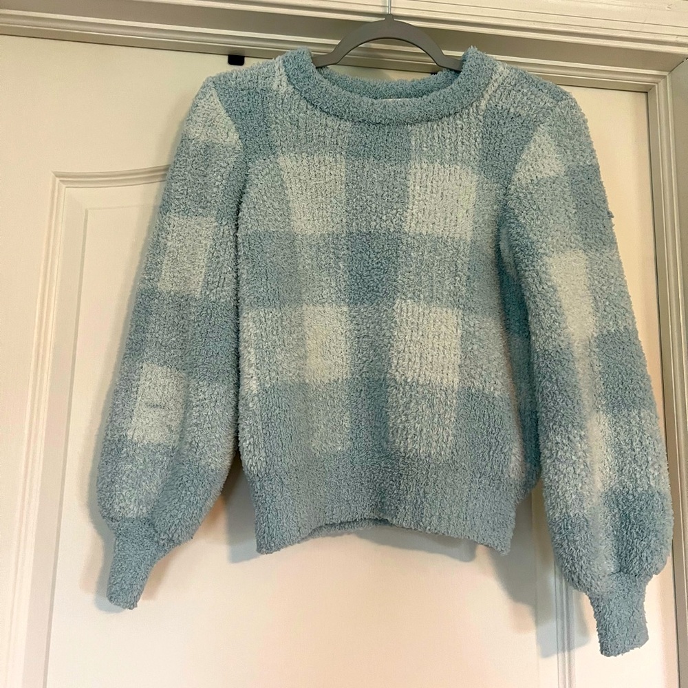 Lauren Conrad gingham Sherpa sweater.